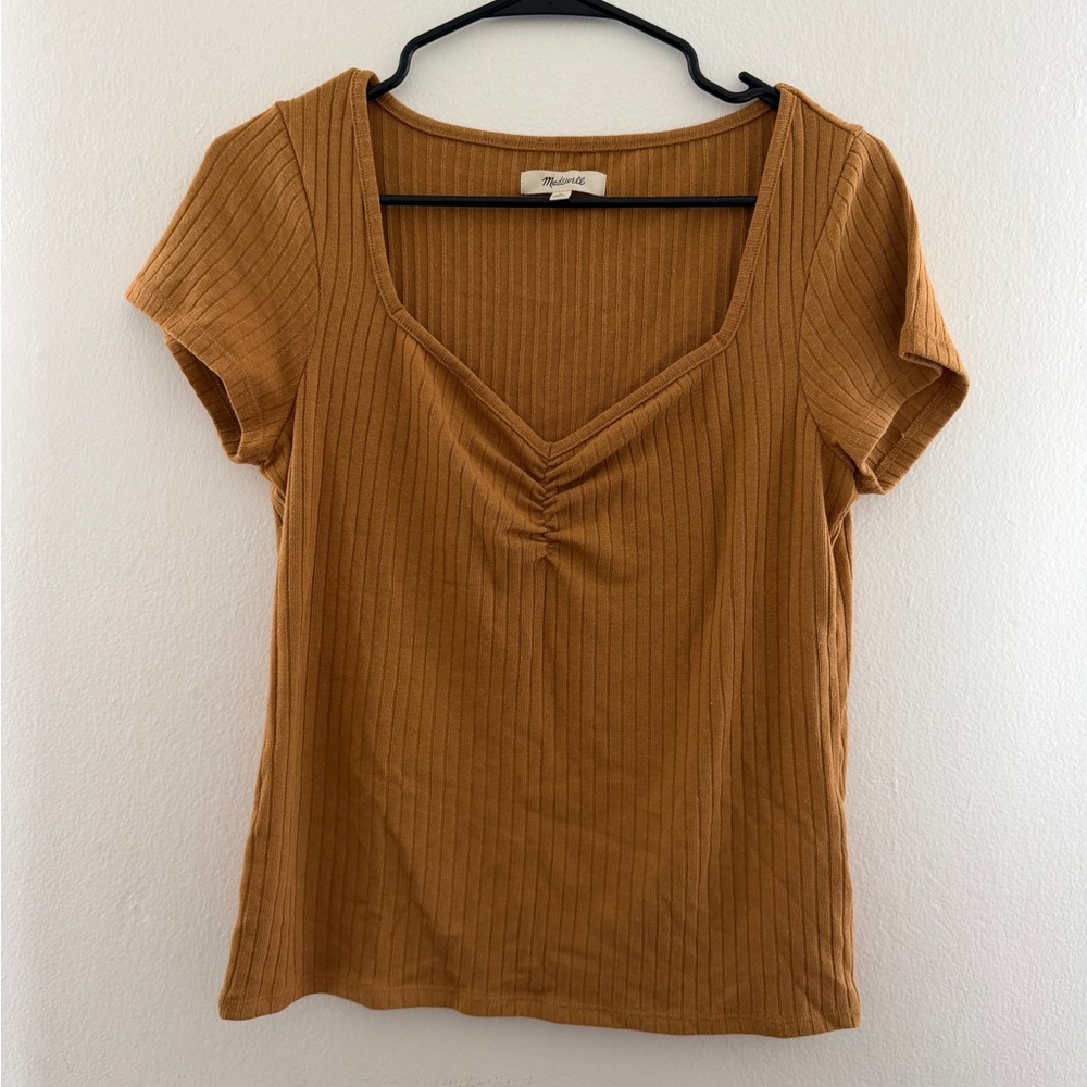 Madewell Sweetheart Ribbed Top Yellow - Size Medium